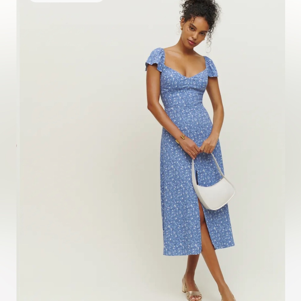Reformation Baxley Blue Midi Dress